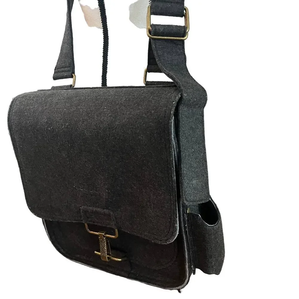 SCOUT By PPB Heather Gray Felt Diaper Bag Messenger Style Petunia Pickle Bottom